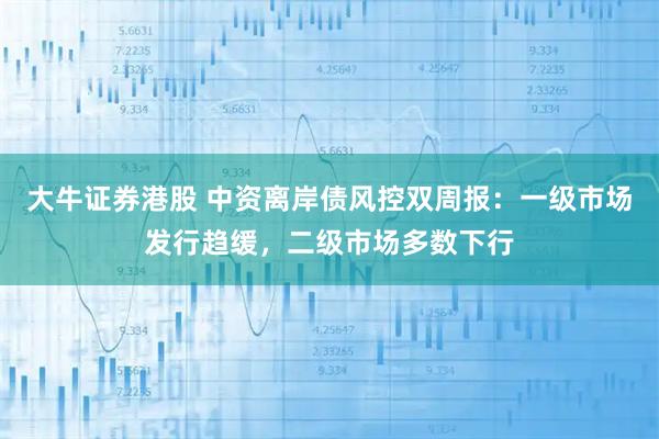 大牛证券港股 中资离岸债风控双周报：一级市场发行趋缓，二级市场多数下行