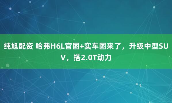 纯旭配资 哈弗H6L官图+实车图来了，升级中型SUV，搭2.0T动力